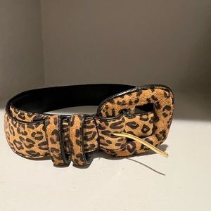 Leather leopard belt